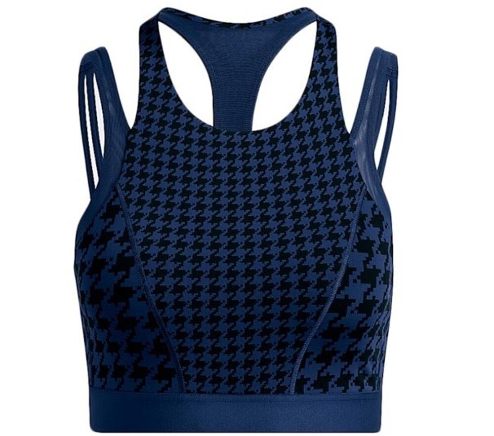 Adidas x Ivy Park Blue Black Houndstooth IVP Halter Sports Bra Size S Gym